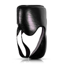 BYKO groin guard black – angled side view showing contoured padding and straps