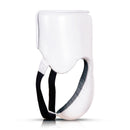 BYKO groin guard white – angled side view with leg strap detail