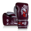 BYKO Impact maroon gray 14oz boxing gloves top and back view