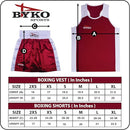 BYKO Boxing Shorts and Vest Set - Pro Training Sparring Fight Boxing Set for Kids, Adults, Men, Women - Light Weight Breathable Satin Fabric Boxing Uniform - Byko sports