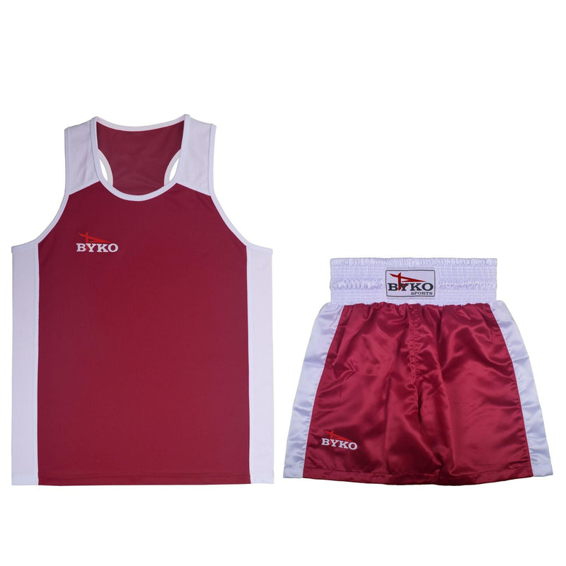 BYKO Boxing Shorts and Vest Set - Pro Training Sparring Fight Boxing Set for Kids, Adults, Men, Women - Light Weight Breathable Satin Fabric Boxing Uniform - Byko sports