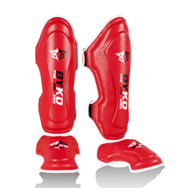 BYKO Shin Instep Pro – Premium MMA/Kickboxing Shin Guards (S - XXL) – Red & Black High - Performance Protection - Byko sports