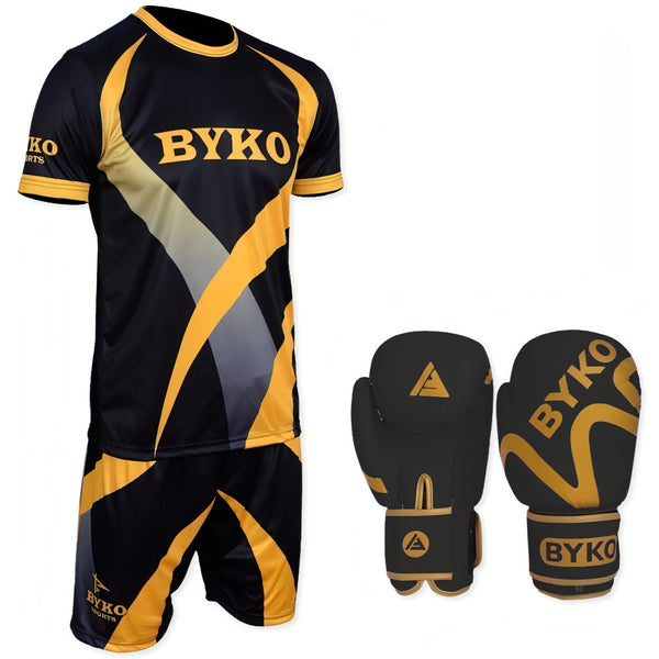 BYKO Boxing Gloves Fitness Casual MMA Kit Shorts Vest
